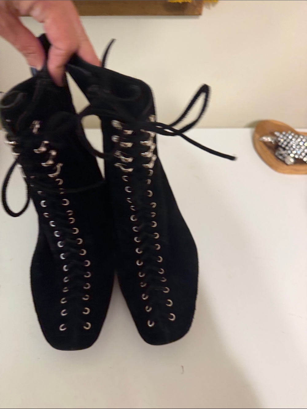 Jeffrey Campbell Black Lace-Up Ankle Boots
